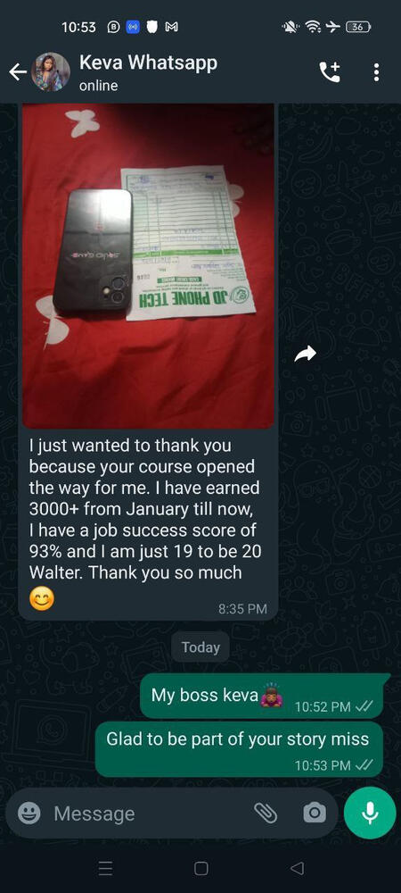 this is keva a 19 year old to be 20 who has earned over $3000 Plus after she decided to get started with freelancing with FFS blueprint